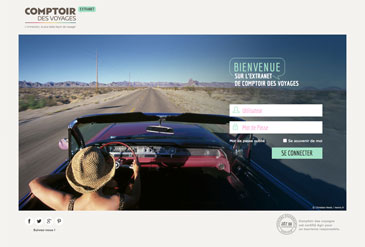 Ecran site Extranet Comptoir des voyages