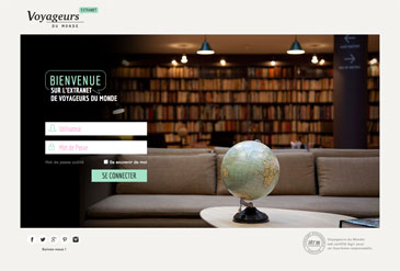 Ecran site Extranet Voyageurs du Monde